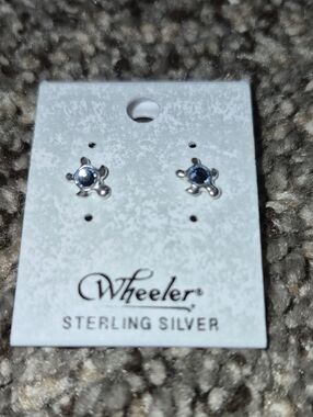 Sterling Silver Navy Blue Crystal Stud Earrings